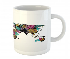 World Map Flowers Mug