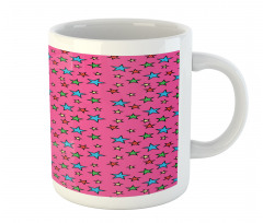 Hot Pink Retro Stars Mug