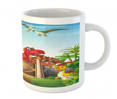 Cartoon Dinosaurs in Park Mug