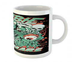 Retro Skulls Ghost Mug