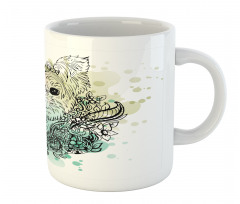 Dog Sketch Flowers Mug