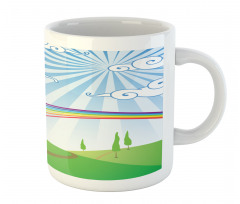 Rainbow on a Meadow Road Mug