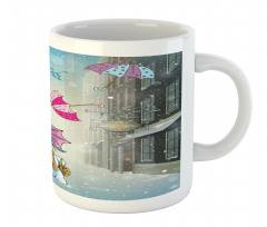 Cartoon Snowman and Umbrella Mug