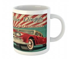 Greetings Words Retro Car Mug