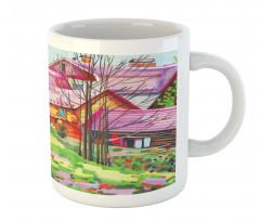 Rural Old Village Houses Mug