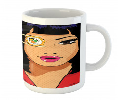 Pop Art Style Girl with Sushi Mug