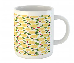 Slices Leaves and Red Hearts Mug