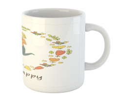 Girl with Flowers Birds Mug