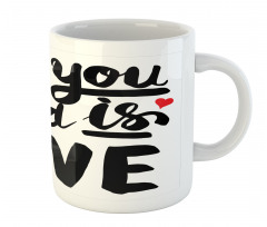 Romantic Hearts Calligraphic Mug