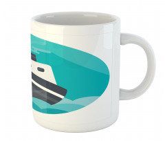 Round Blue Graphic Mug