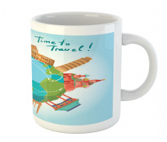 World Landmarks Around Globe Mug