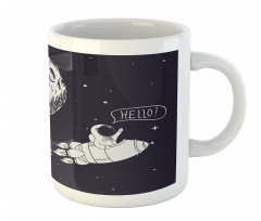 Hello Moon Astronaut Rocket Mug