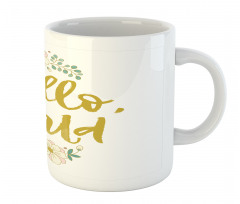 Floral Hello World Lettering Mug