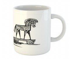 Woodcut Style Greek Trojan Mug