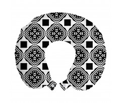 Art Deco Boyun Yastığı Geometrik Nostaljik Siyah Beyaz Motifler