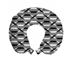 Geometrik Boyun Yastığı Gri Siyah Beyaz Origami Çizgili Desenli
