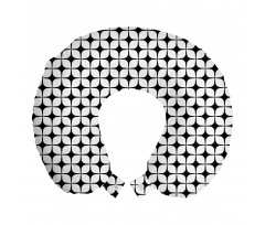 Geometrik Boyun Yastığı Siyah Beyaz Monokrom Kareler Desenli