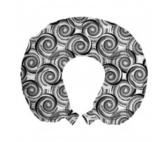 Spiral Boyun Yastığı Monokrom Sarmal Salyangoz Kabukları Çizimi 