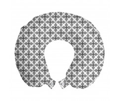Soyut Boyun Yastığı Monokrom Tasarım Çiçek Detaylı Mozaik Motif
