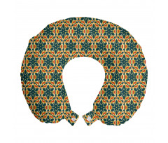 Retro Boyun Yastığı Etnik Görünümlü Geometrik Mozaik Çiçek Motifi