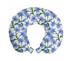 Floral Boyun Yastığı Mavi Zarif Çiçek Desenli