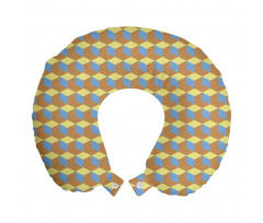 Geometrik Boyun Yastığı Absürt Pastel Tonlu Küpler Retro İlhamlı