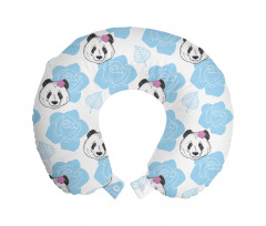 Floral Boyun Yastığı Çiçekli Panda Desenli