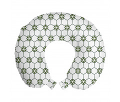 Geometrik Boyun Yastığı Karo Stilinde Altıgen Çiçekler Desenli
