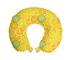 Limon Boyun Yastığı Dilimlenmiş Meyve Deseni