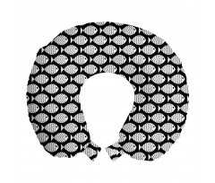 Hayvan Deseni Boyun Yastığı Siyah Beyaz Simetrik Balık Motifleri