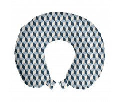 Geometrik Boyun Yastığı Mavi ve Beyaz Küpler