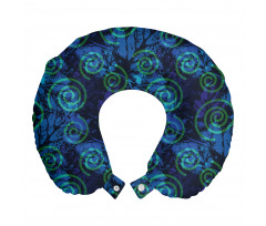 Soyut Boyun Yastığı Mavi Fon Üzerindeki Yeşil Spiraller Desenli