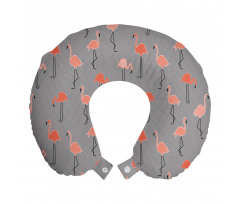 Hayvan Boyun Yastığı Zikzak Çizgili Zeminde Gezinen Flamingolar