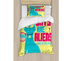 Cats are Aliens Cartoon Duvet Cover Set