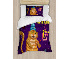 Cat Wizard Funny Cartoon Duvet Cover Set