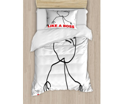 Cool Stickman and Like a Boss Duvet Cover Set