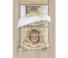 Cat Face in Pizza We Trust Duvet Cover Set