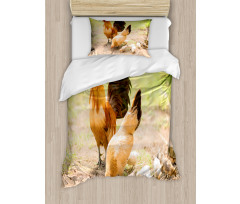 Chicken Family Photo Duvet Cover Set