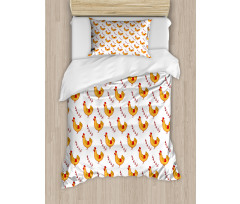 Doodle Chickens and Branches Duvet Cover Set