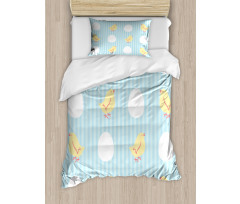 Baby Animal and Eggs Stripes Duvet Cover Set