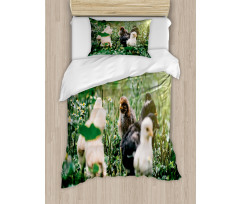 Little Chickens in Daisies Duvet Cover Set