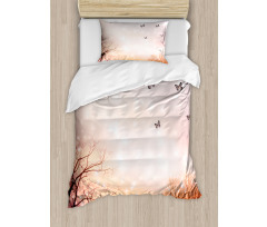 Butterflies Trees Sky Duvet Cover Set