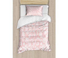 Floral Hexagon Lace Grids Duvet Cover Set