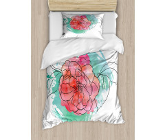 Camellia Grunge Art Duvet Cover Set