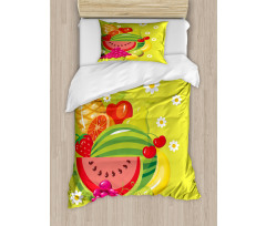 Cartoon Natural Food Daisies Duvet Cover Set