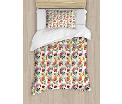 Lilies Blossoms Skull Duvet Cover Set