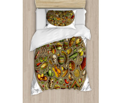 Colorful Doodles in Square Duvet Cover Set