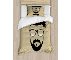 Hipster Boy Silhouette Duvet Cover Set