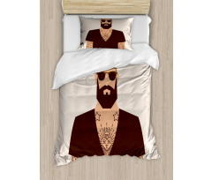 Tattooed Hipster Cartoon Duvet Cover Set