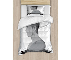 Greyscale Beardless Boy Duvet Cover Set